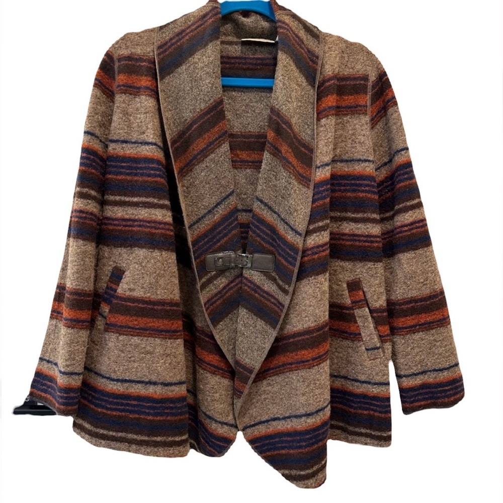 Anthropologie Kenar  Southwestern Shawl Collar Buckle Closure Jacket Si…